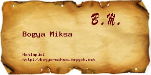 Bogya Miksa névjegykártya
